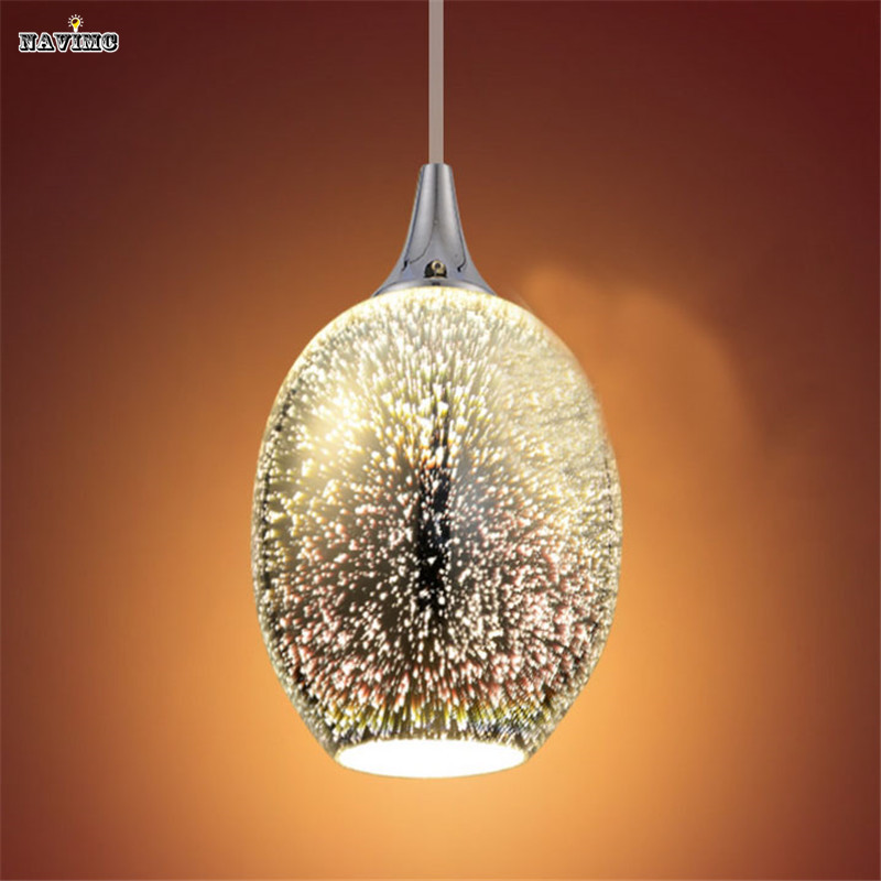 art decor pendant lights fixture with 3d firework lighting for kitchen dining room restaurant bar glass pendant lampshade
