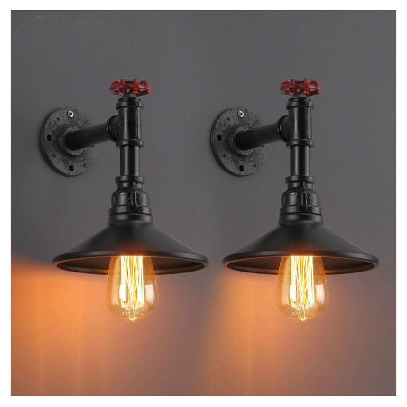 black loft wrought iron industrial water pipe vintage retro wall lamp sconce creative beside lamps e27 edison home light fixture