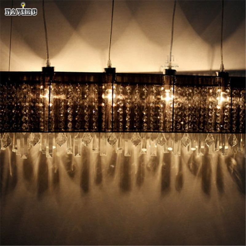 black romantic pastoral drawing rectangle restaurant kitchen light crystal chandelier lighting fixtures vintage silk pendant