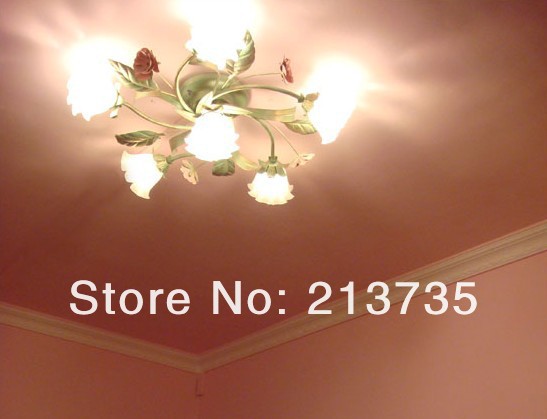 cattle balcony lamp rustic lamp wrought iron flowers lights ceiling light dia 70cm ,6 lights
