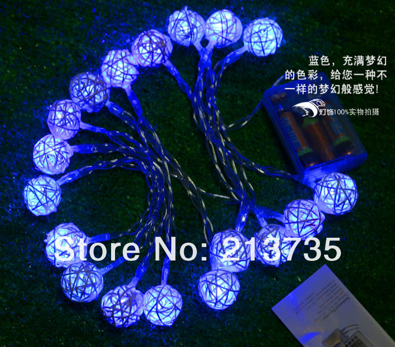 colorful ,2.5m/set , universal handmade rattan ball(20pcs) led string light wedding xmas el home decor use aa battery