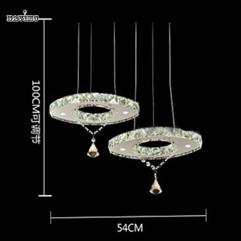 contemporary crystal led pendant lamp wire light stainless steel dining room bedroom lamp light circular lamp