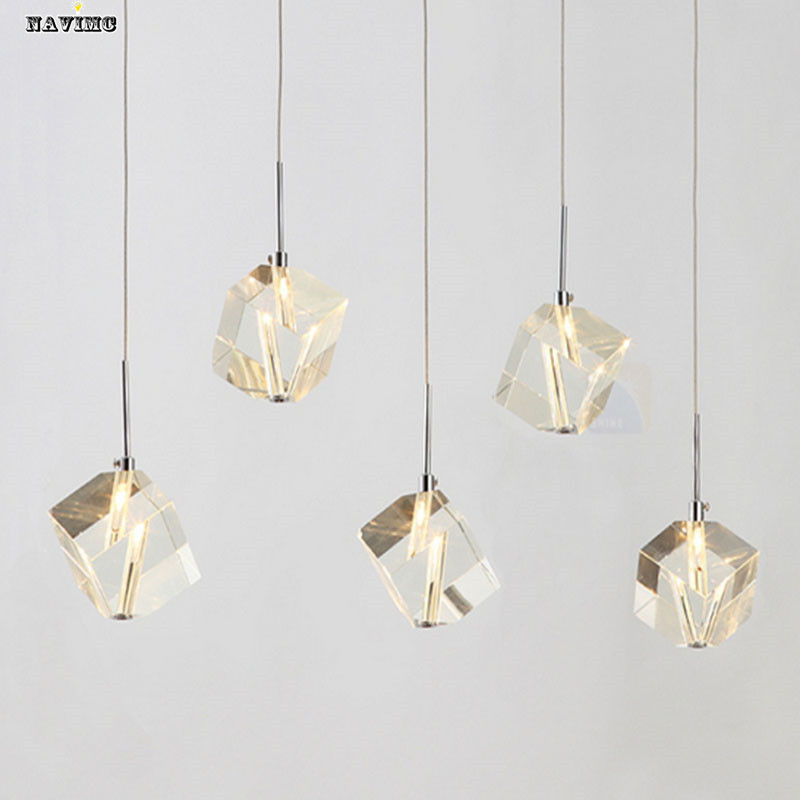 contemporary crystal pendant lighting fixtures bar modern restaurant home light 5 g4 bulbs kitchen dining pendant lamps