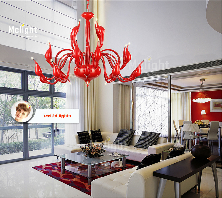 contemporary modern led 12 lights white red elegant swan chandelier light lighting fixture d820mm h550mm for living room foyer