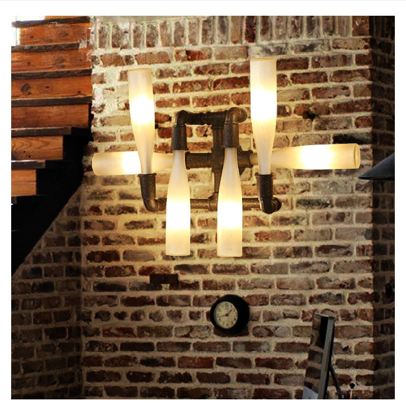 cottage wrought iron industrial vintage loft water pipe wall lamp sconce creative beside bar restaurant lamps e27 light fixture