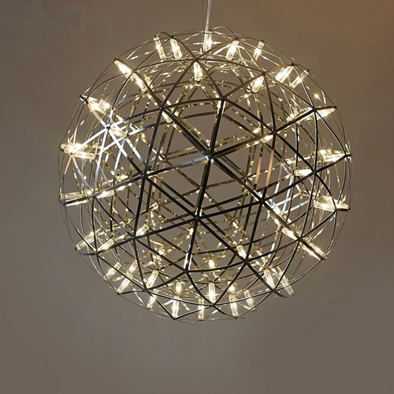 creative firwork iron suspension led cage cube bar pendant lights for restaurant coffee house diameter 45cm