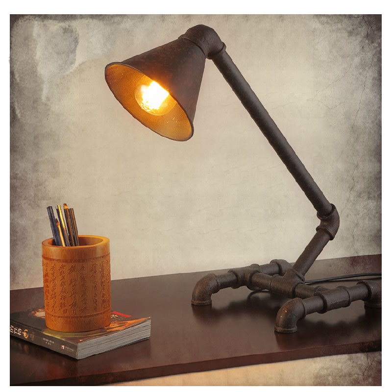 creative vintage iron light desk lamp beside water pipes table lamps office creative lighting fixtures for study room