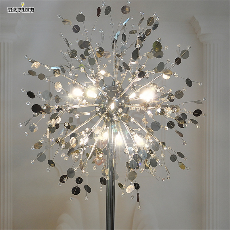 crystal living room stand floor lamp modern flower floor light for bedroom foyer nordic american style table lamp - Click Image to Close