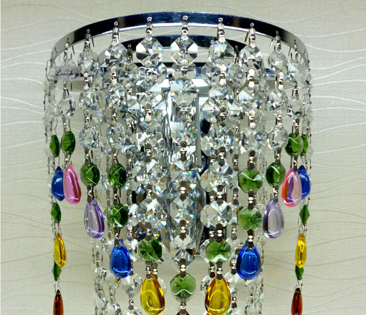 crystal wall sconce,kitchen restroom,vintage modern crystal sconces with switch 110-240v colorful crystals