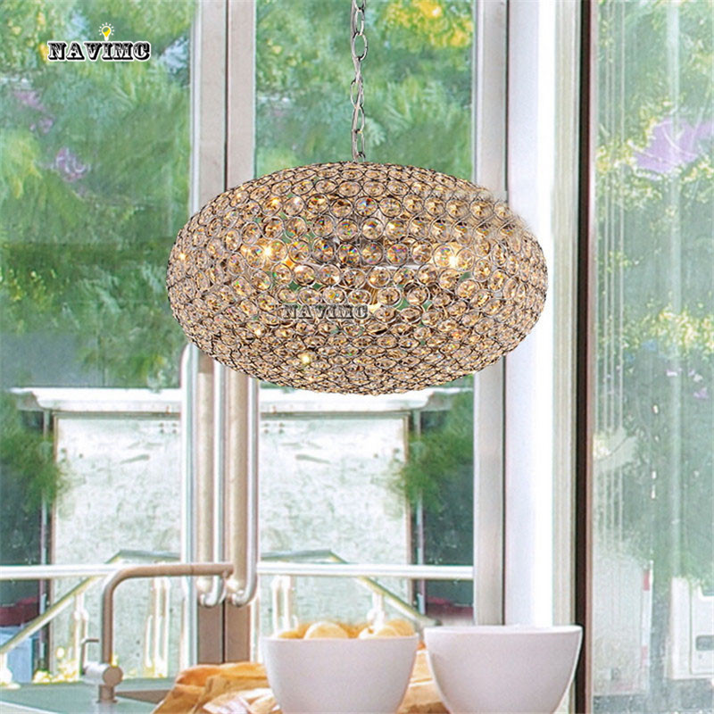 dia400mm&h800mm modern elegant crystal chandelier restaurant round ball pendant luxury chrome flush mount for living room