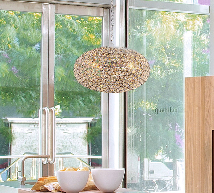 dia400mm&h800mm modern elegant crystal chandelier restaurant round ball pendant luxury chrome flush mount for living room