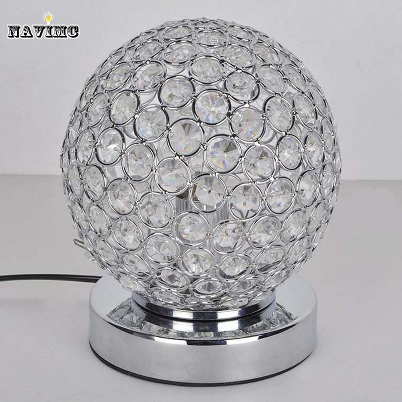 dimmer modern k9 crystal table lamp bedside living room office lampshade decoration lighting e27 110-240v