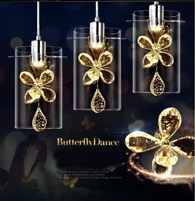 dining room led pendant lights for living room balcony lamp with creative butterfly crystal pendants lighting fixtures