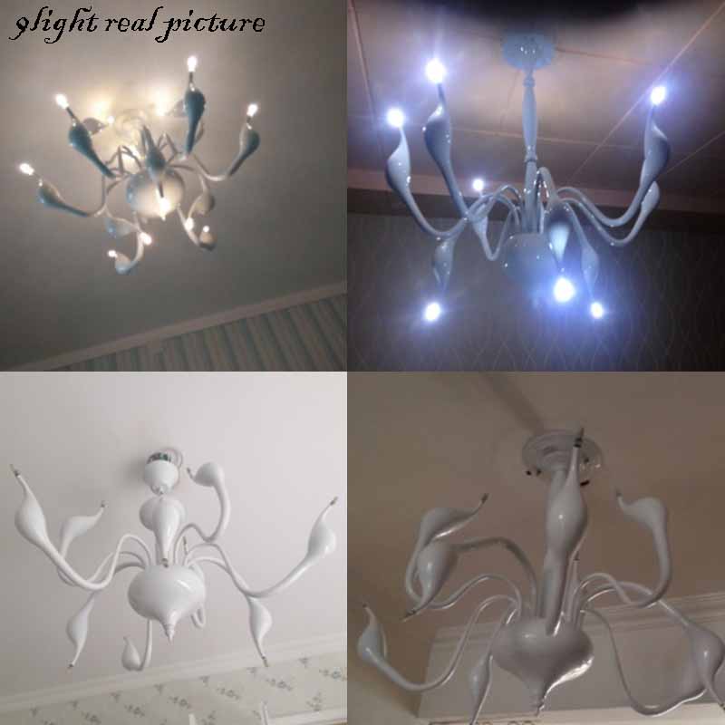 el project large swan chandelier 9 lights fitting lamp lighting morden led chandelier fixture white or black red silver - Click Image to Close