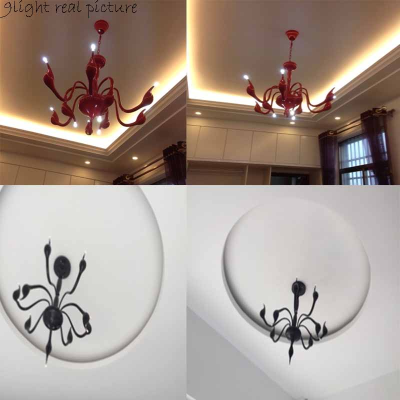 el project large swan chandelier 9 lights fitting lamp lighting morden led chandelier fixture white or black red silver