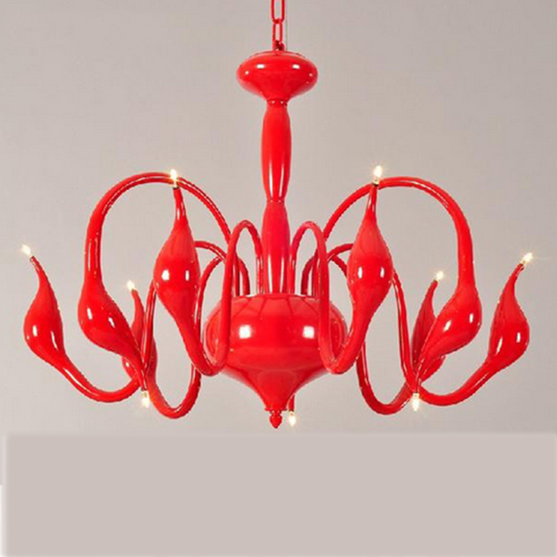 el project large swan chandelier 9 lights fitting lamp lighting morden led chandelier fixture white or black red silver - Click Image to Close