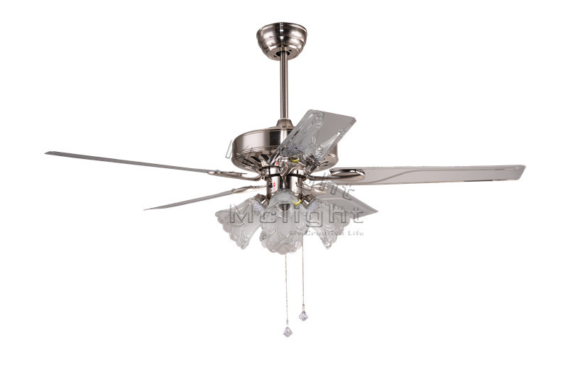 industrial ceiling fan with light kits for restaurant coffee house bar living room white lamp 48 inch 5 stainless blade fixture