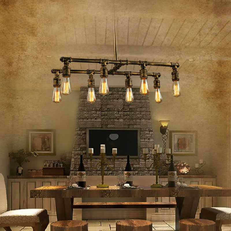 industrial loft style vintage water pipes chandelier light fixture creative personality retro fixtures restaurant bar lamp