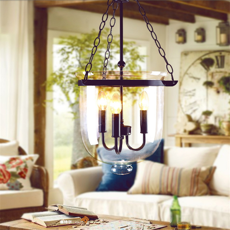 industrial vintage pendant lights pastoral simplicity retro lighting fixture restaurant living room rustic iron art glass lamp