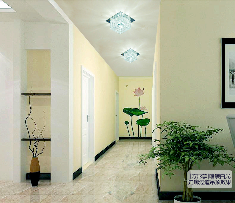 led crystal ceiling lamp 3w led 110-240v+ surface or embedded mounted for option+