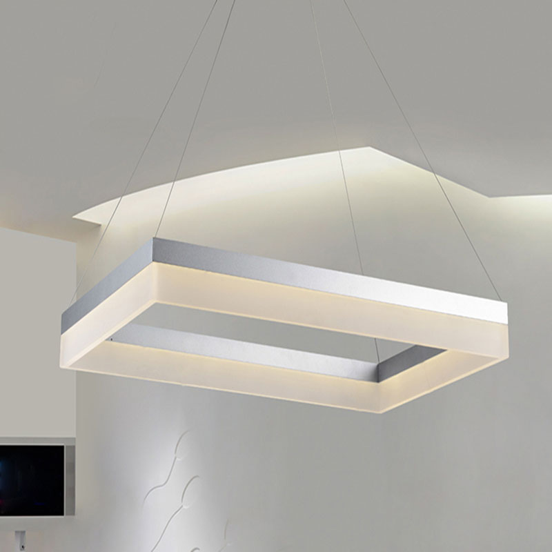 led pendant light modern rectangle black pendant suspension light fixture silver dining room light