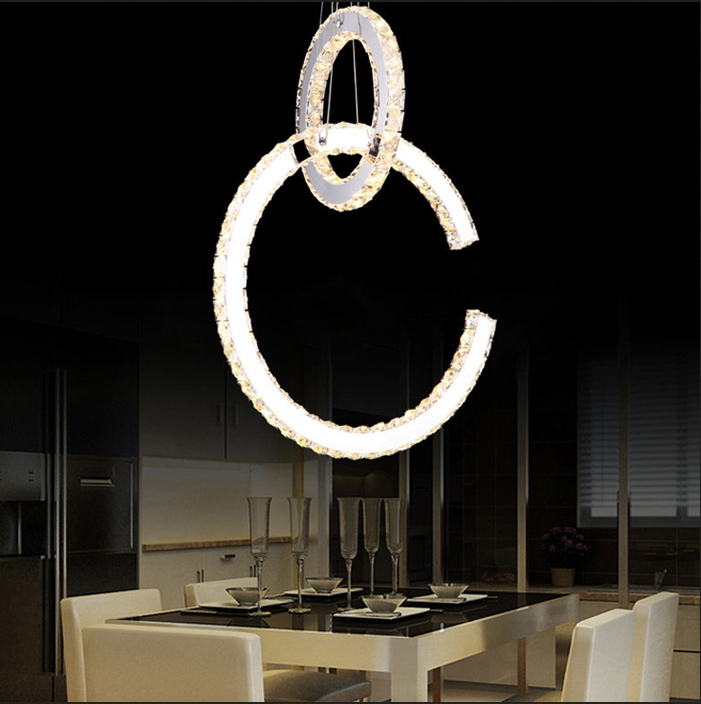 led ring lustre crystal chandelier remote control double selection lighting fixture flush mount el project restaurant lamp