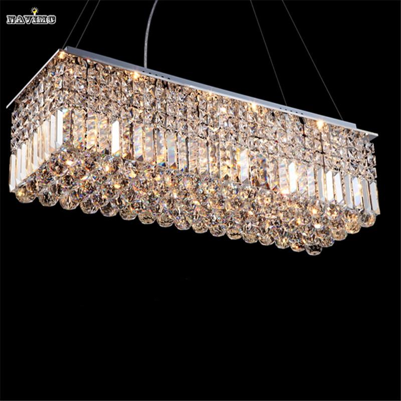 long size rectangle crystal pendant light fitting crystal dining light suspension lamp for dining room, bedroom/meeting room