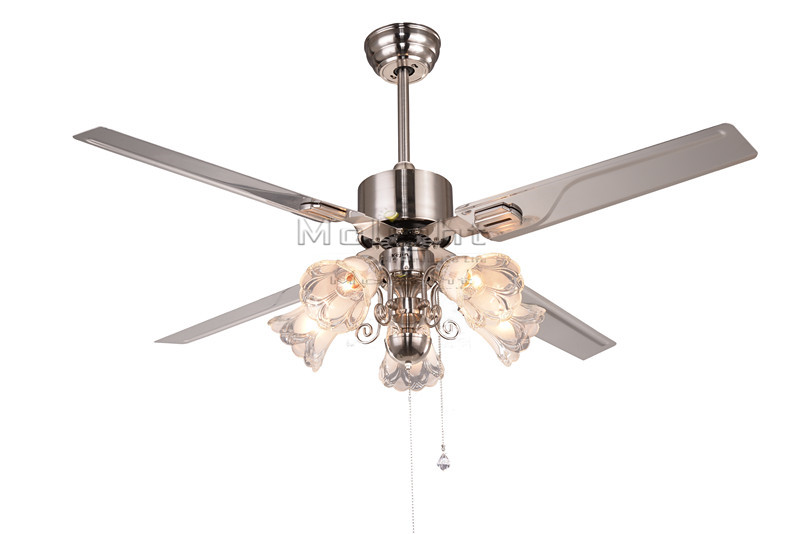 modern ceiling fans with 5 light kits for restaurant coffee house living room lamp 48 inch 5 stainless blade fixture