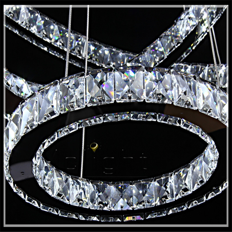 modern chrome pendant lights for dining room crystals diamond ring led lamp stainless steel hanging light fixtures adjustable