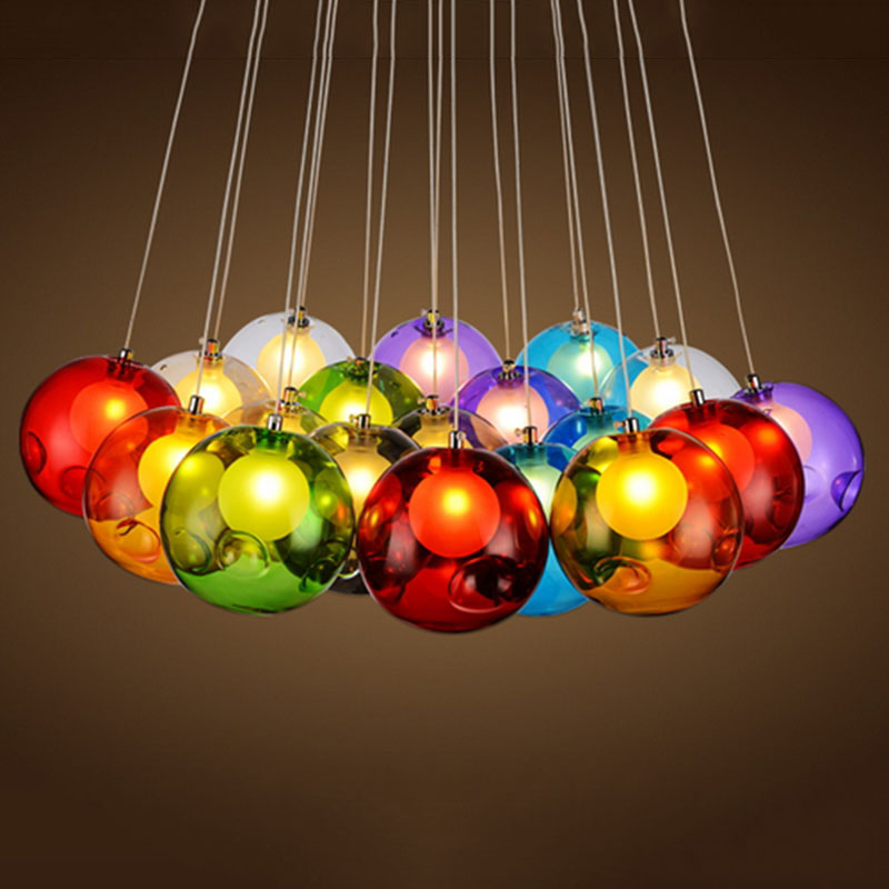 modern colorful glass ballpendant lights for dining room restaurant decoration light fixture luxury large pendant lamp