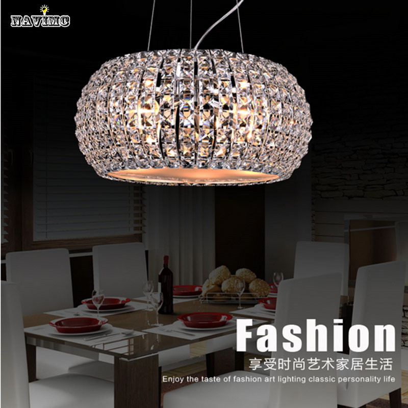 modern crystal led pendant light with adjustable cord for kitchen island dining room coffee house pendant lamp crystal shade