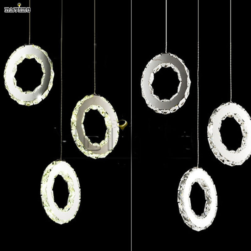 modern crystal led pendant lights lamps diamond ring cristal lighting fixtures for dinning room kitchen bedroom coffe bar lamp