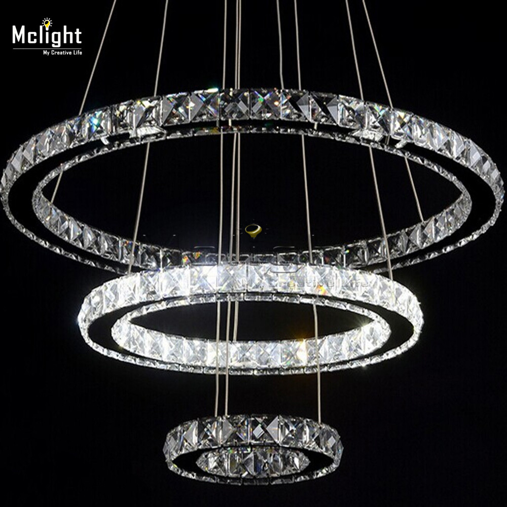 modern diamond 3 rings led k9 crystal chandelier light fixture lustre hanging lamp light for dining room foyer stairscase lamp
