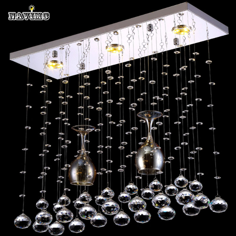 modern led flush mount crystal ceiling lights wine glass shape lighting fixture for dining room el restaurant cafe lamp