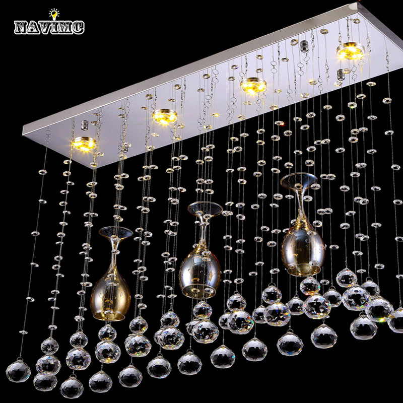 modern led flush mount crystal ceiling lights wine glass shape lighting fixture for dining room el restaurant cafe lamp