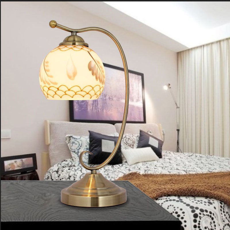 modern led table lamp for bedroom living room wedding decoration light fixture desk reading light with glass lampshade