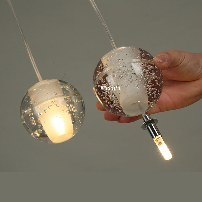 modern magic ball led crystal bubble glass pendant light for dining room globe el project lamp meteor shower lights fixtures