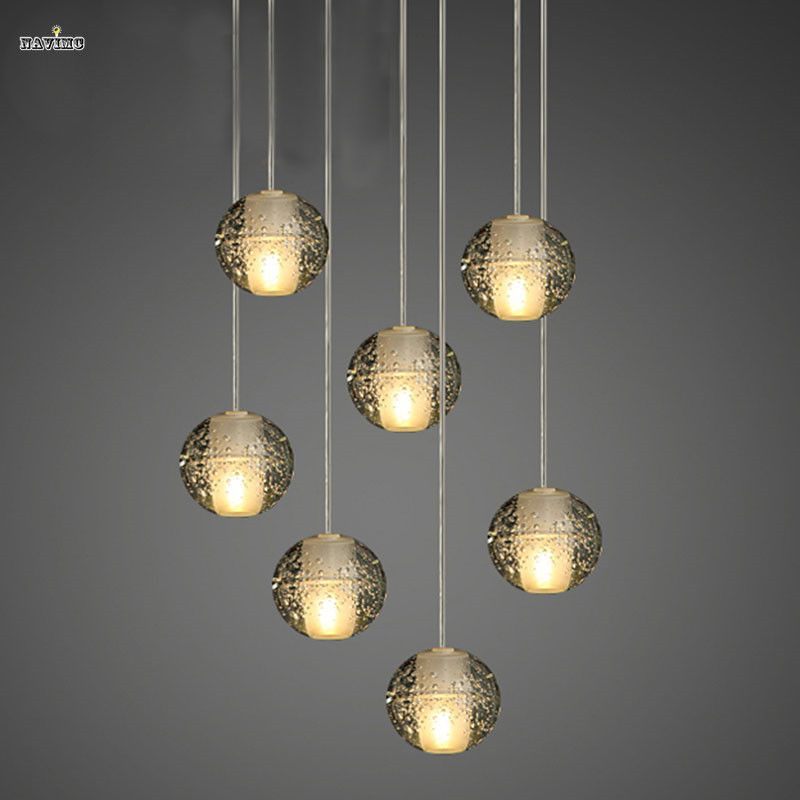 modern magic ball led crystal bubble glass pendant light for dining room globe el project lamp meteor shower lights fixtures