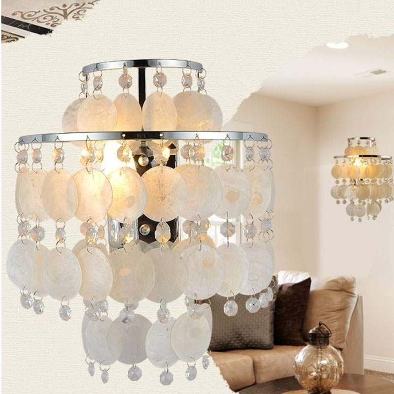 modern shell lampshade led wall lamp bedroom living room sconces bedside lamp wall mounted light fixture