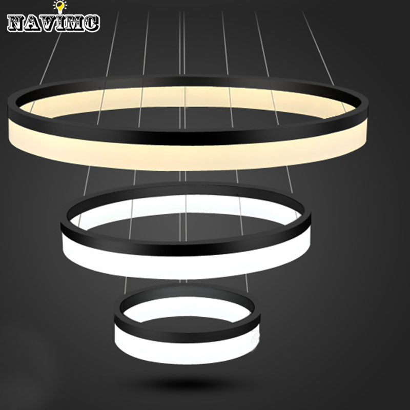 modern two rings led pendant light arcylic led ring suspension light fixture, circle led ring lighting new design md5000