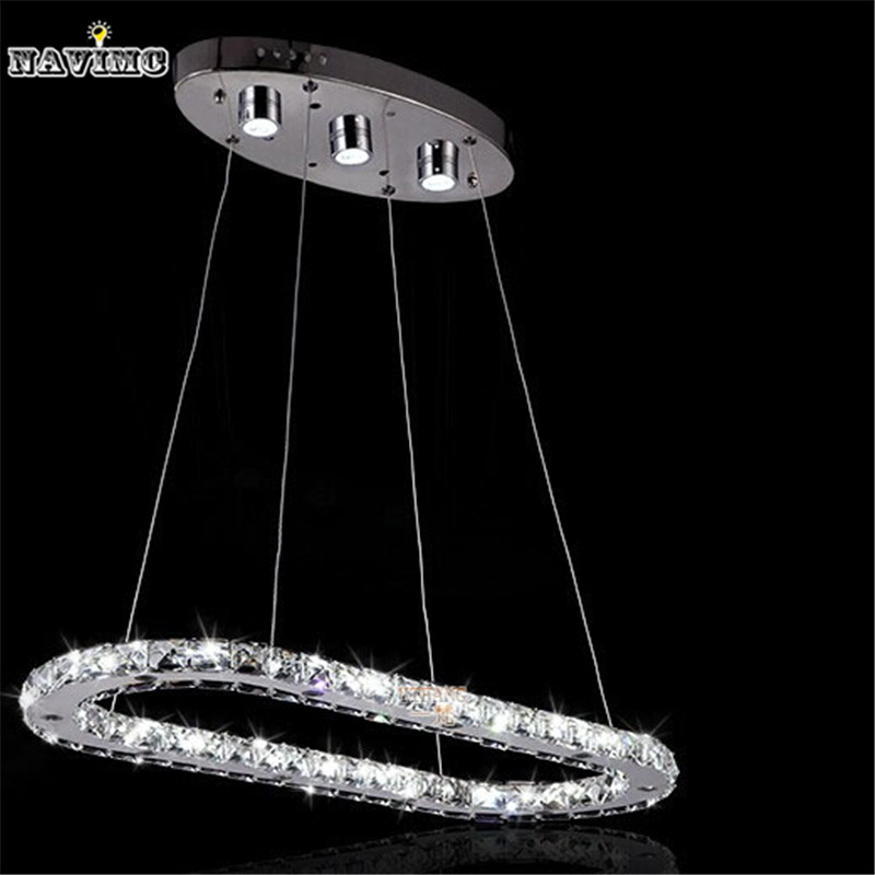 new art deco annular led k9 lustre crystal chandelier light fixture creative oval ring shape dining room home decoration lamp