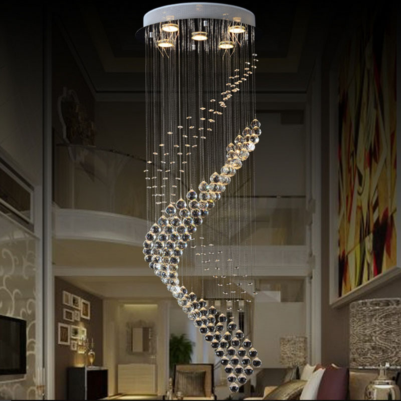 new round led crystal light modern crystal chandelier hang lamp for room,el,staircase dia50*h150cm