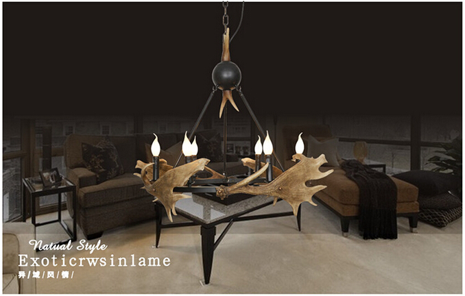 pendant light lamp dedicated antler antler chandelier with 6 lights 110-220v