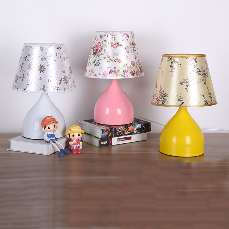 princess kids room table lamp led eye protection reading light desk bedside lamp for living room flower fabric lampshade