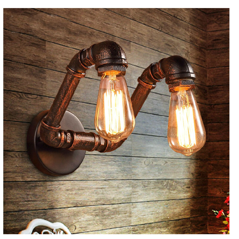 retro copper iron industrial water pipe vintage loft black wall lamp sconce creative beside lamps e27 edison home light fixture