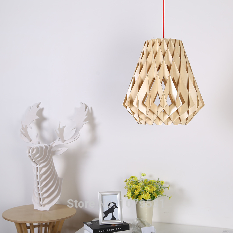 2016 new modern design diy style wooden diamond shape small pendant lights suspension lamps for home decor