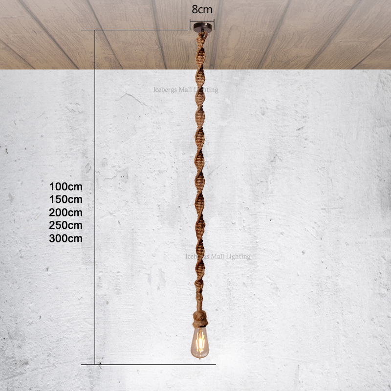 2016 new unique vintage rope pendant lights loft retro industrial lamp american style suspension lamp home lighting for living