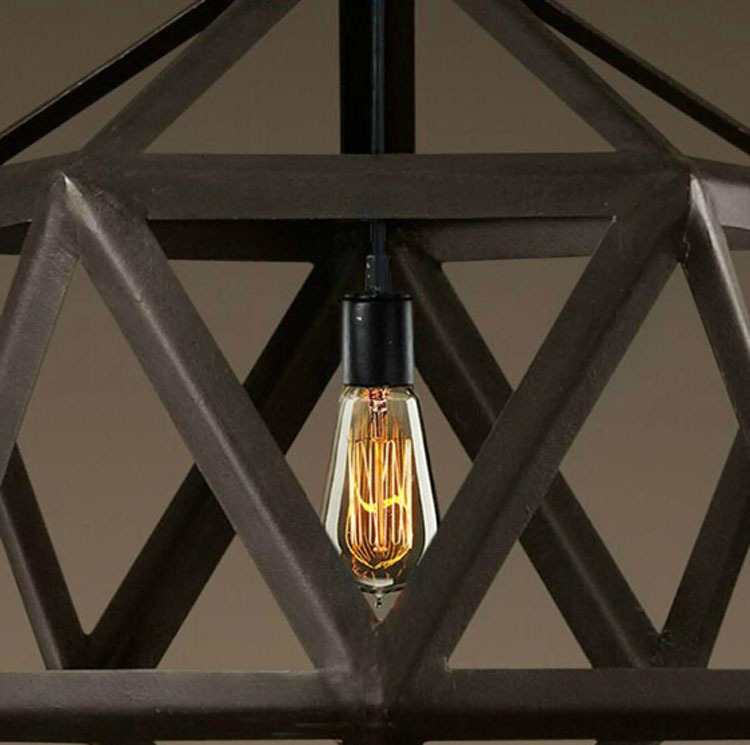 2016 nordico rustic pendant lights american vintage loft cage edison hanging lamp iron lampshade decor polyhedron fixtures