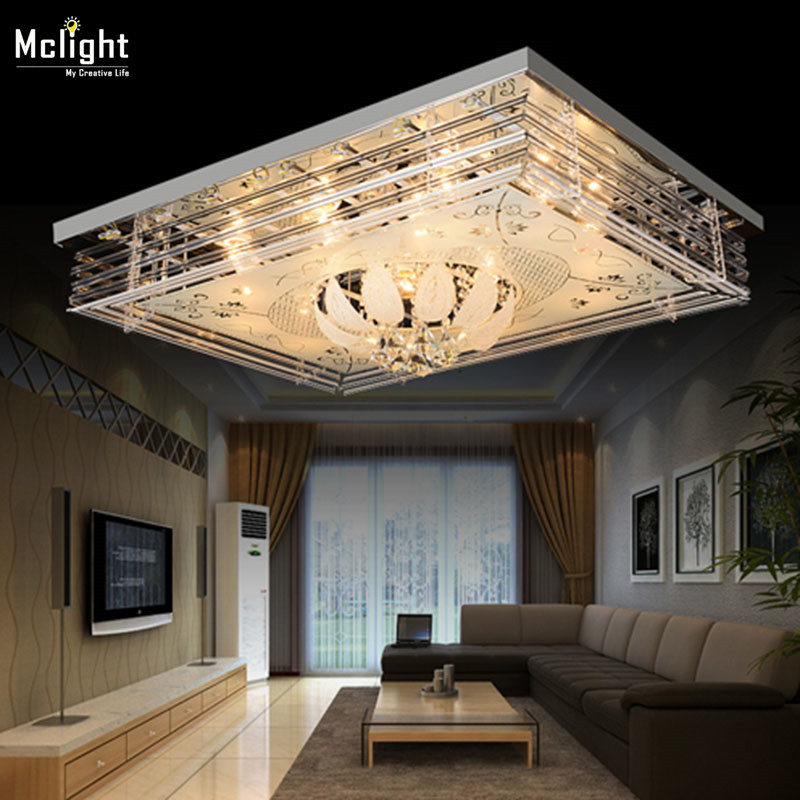 55cm 65cmmodern brief fashion led crystal lamp living room lights ceiling lamp bedroom light rectangle lamp