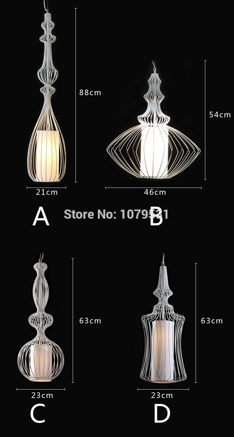 black & white wires wrought iron pendant lights linen silk shade birdcage pendant lamps bedroom foyer restaurant lamp 110-240v